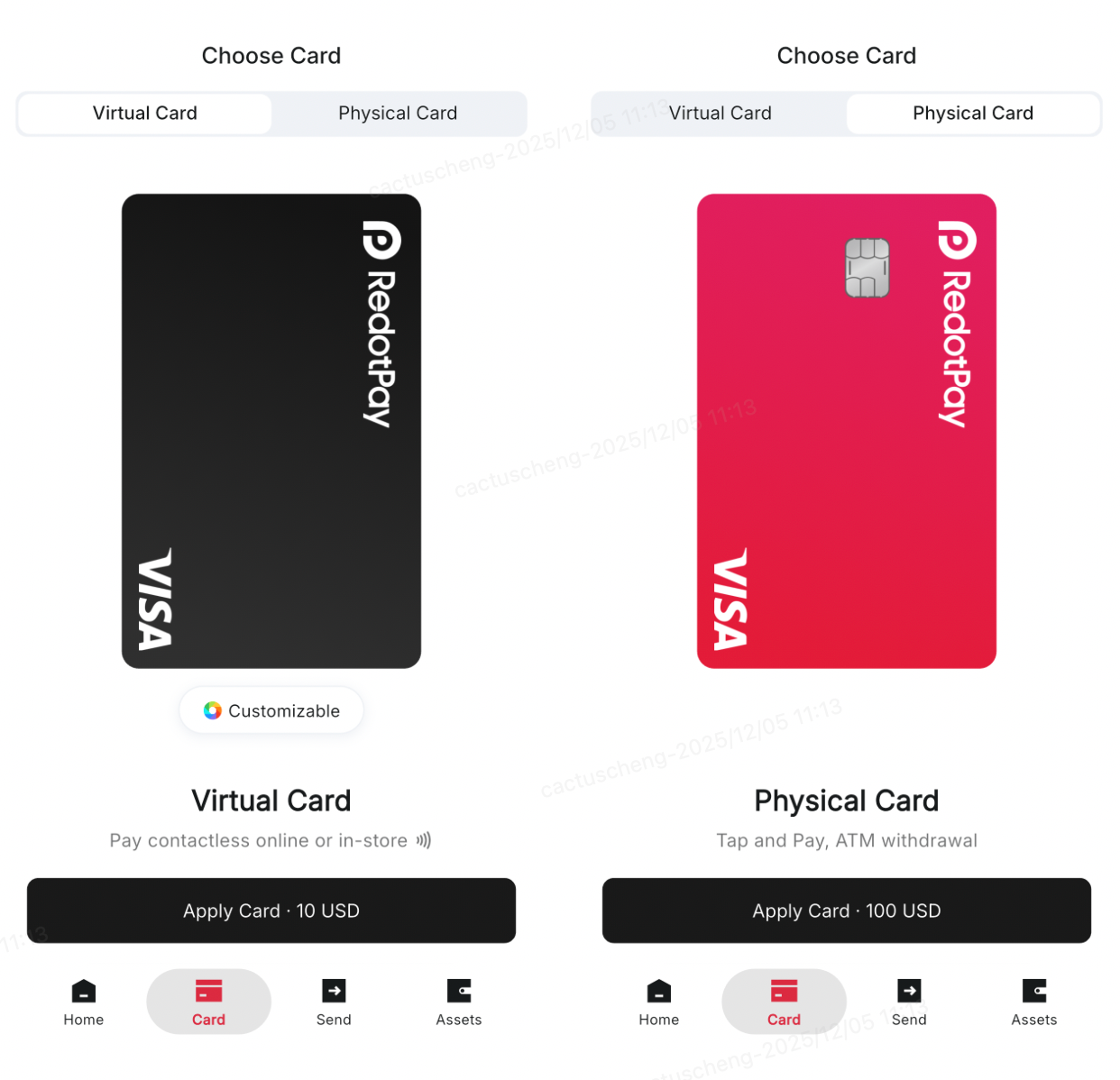 Apply for Virtual or Physical Card