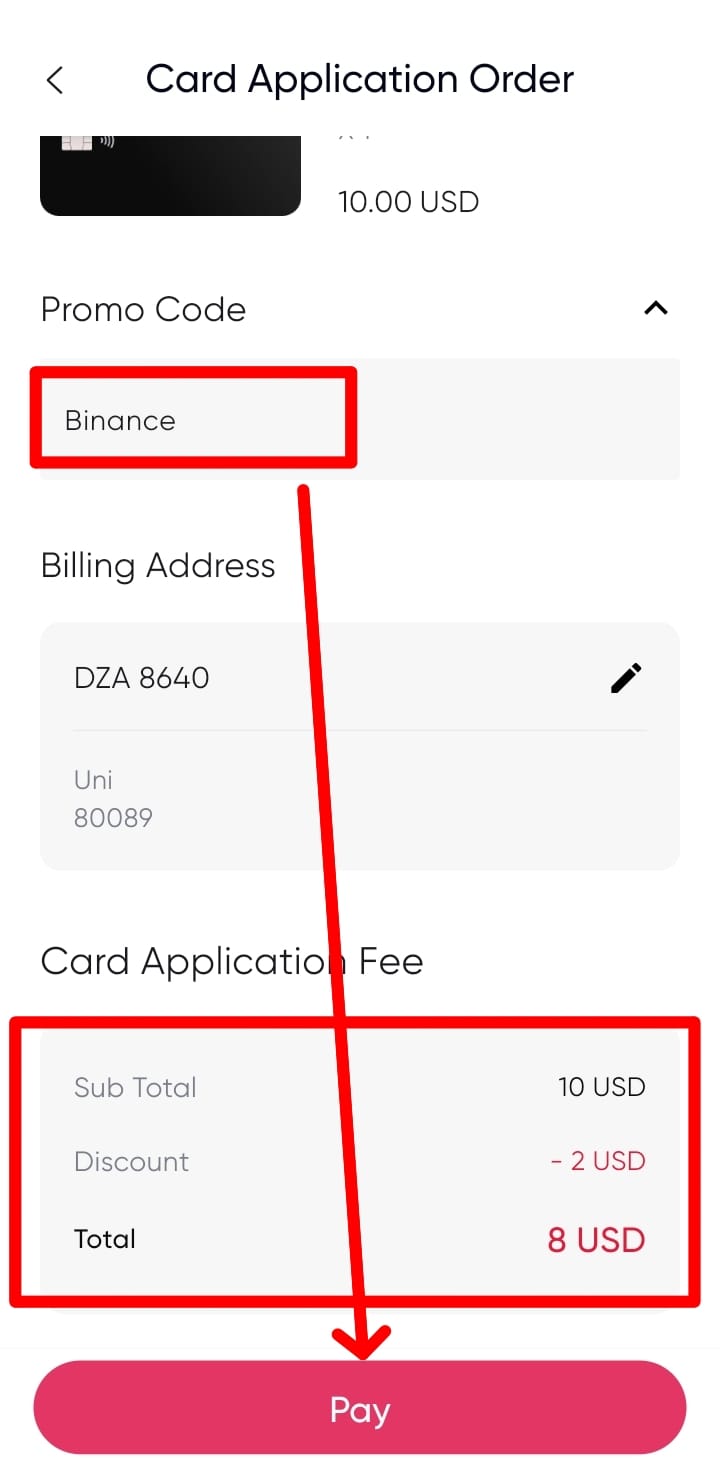 Applying Promo Code During Card Order
